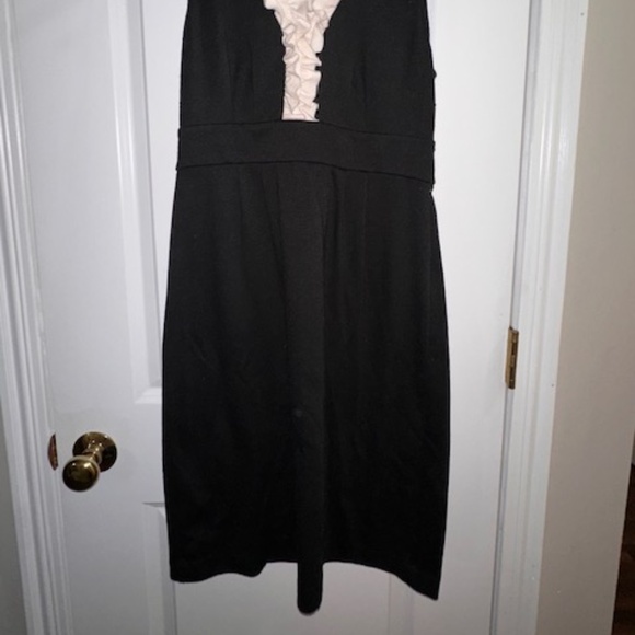 London Times Size 8 Black & Cream Ruffle Collar Dress – Timeless Elegance - Picture 3 of 5